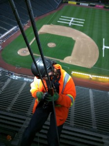 Over home plate       